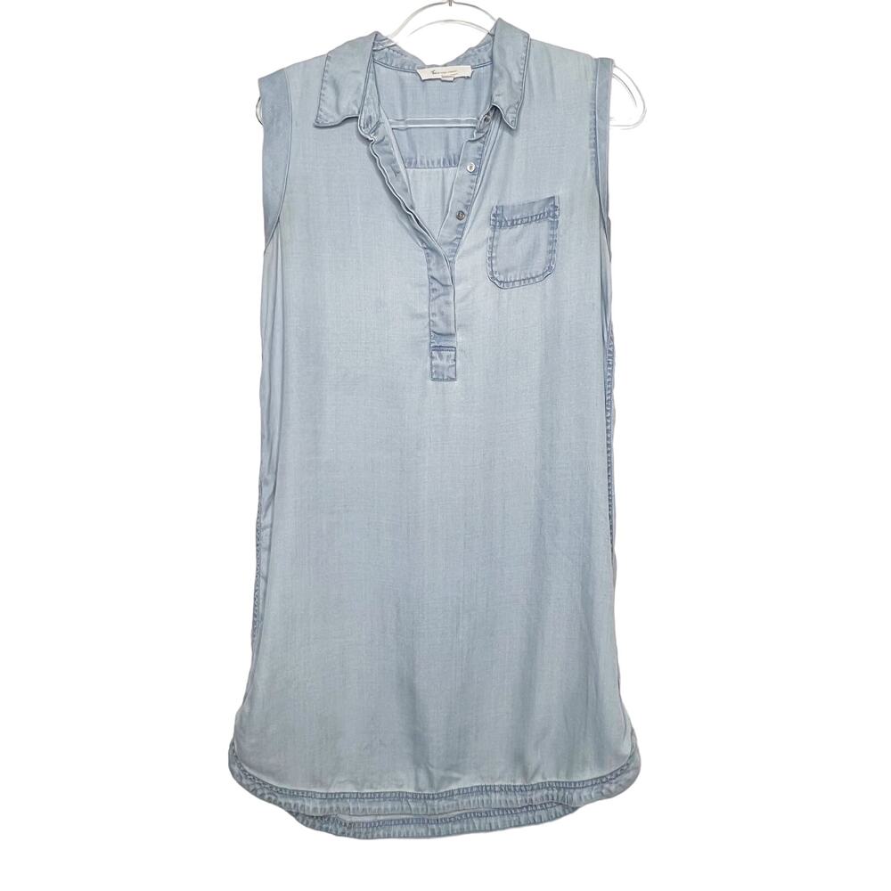TWO by VINCE CAMUTO Sleeveless Pullover Chambray Mini Dress Light Blue Size M